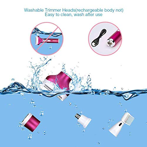 4 IN 1 Elektro-Rasierer für Damen, Haarentferner-Set schmerzfrei Epiliergerät USB aufladbar mit 4 abnehmbaren Aufsätzen für Bikini-Trimmer/Nasenhaarschneider/Augenbraue-Shaper/Body Shaver - Image 7
