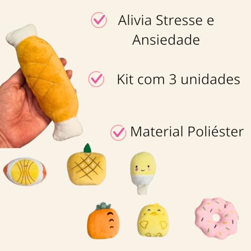 Brinquedo Pelucia Pet Cachorro Mordedor kit 03 unidades Macio Cães Porte Pequeno