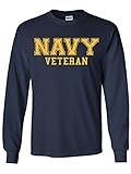 Navy Veteran Gold Logo Long Sleeve T-Shirt in Navy - X-Large
