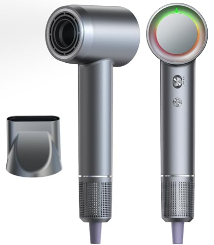 ドライヤー 大風量 速乾 【300000RPM 高速ドライヤー】 静音設計 6億マイナスイオン マグネット式ノズル付き ヘアドライヤー LEDライトリング 4段階温度調整 3段階風速調整 温冷リズム 過熱防止機能 静電気除去 軽量コンパクト 持ち運び便利 家庭用 美容師 サロン用 出張・旅行用 プレゼント PSE認証済み 日本語取扱説明書付き