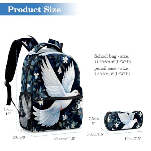 Sac à dos colombes blanches grand format pour le lycée et les sorties - 2