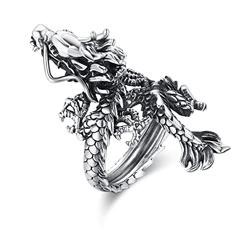 Bague dragon en argent 925 gothique pour homme et femme
