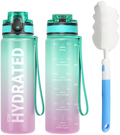 Sahara Sailor Water Bottle, 500ML Motivational Water Bottle, Sport Drinks Bottle with Times to Drink & Lock Cover, Leak Proof, BPA Free, for Gym, School, Cycling (1 Bottle)