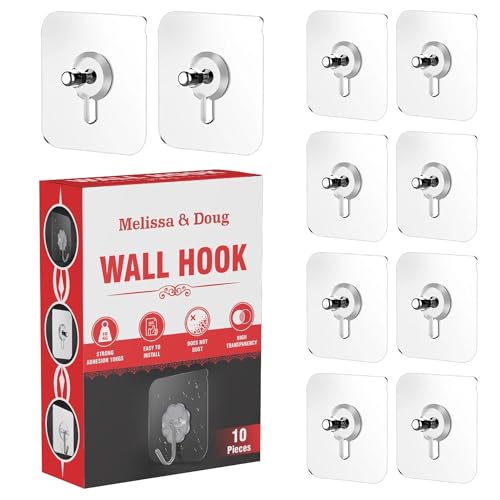 Melissa & Doug Stainless Steel Adhesive Kitchen Wall Hooks- 10 Pa...