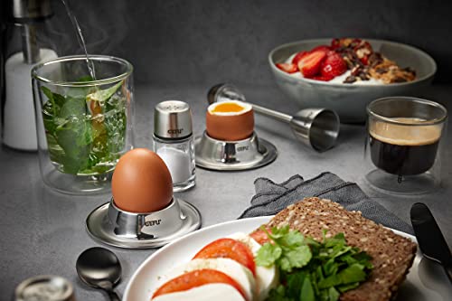 GEFU Eierbecher OVO – 2er-Set Edelstahl Eierhalter | Stapelbar, Spülmaschinengeeignet & Mit Löffelablage | Perfekt für Frühstück & Brunch – Bild 3