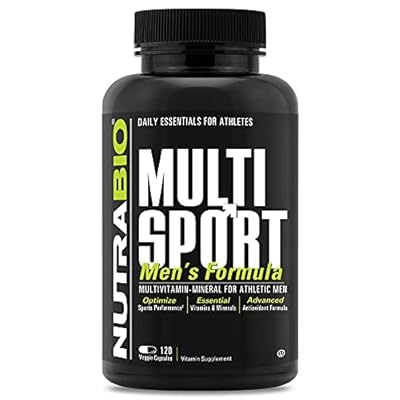 NutraBio Multisport para hombres - MultiVitamina para hombres - 33 Vitaminas, minerales, micronutrientes - Rico en antioxidantes - Admite un rendimiento atl&eacute;tico m&aacute;ximo, energ&iacute;a, metabolismo 120 c&aacute;psulas vegetales