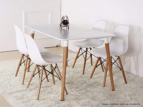 Kit 6 Cadeiras Jantar Wood Base Madeira Eiffel Charles Eames - TUTTO HOME (BRANCA)