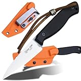 BA-KOR Small Fixed Blade 440C Stainless Steel Full Tang Knife with Kydex Sheath, Lightweight Camping Hunting Utility Knife for Outdoor, Craft, Kitchen & Daily Use (BA-G10-B5)