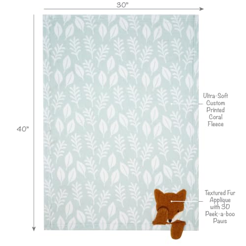 Image of Lambs & Ivy Little Whispering Woods Fox Soft Green Fleece Baby Blanket