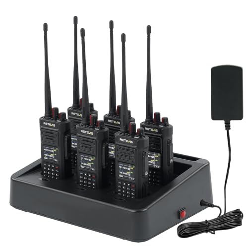 Retevis RT29S Walkie Talkie Wasserdichtmit, Handfunkgerät mit 6 Wege Ladegerät, Großer Reichweite, Professionelles IP67, LCD-Bildschirm Rauschunterdrückung Gruppenruf für FürIndustrie (6er-Pack)