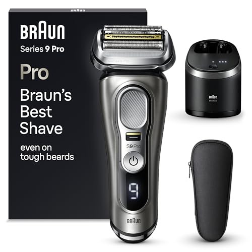 Braun Series 9 Pro Premium Elektrorasierer mit 4+1 Scherkopf, Rasierer Herren Elektrisch, ProLift Trimmer, 5-in-1 Reinigungsstation, Made in Germany, Wet&Dry, 9485cc, grau