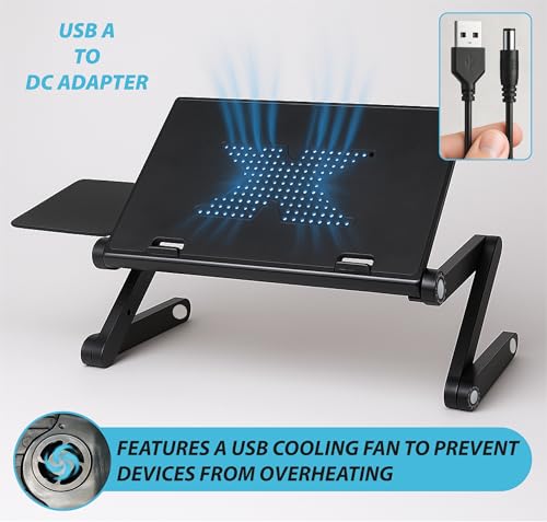 Bestfor Laptop Stand with USB Fan & Mouse Holder – Lightweight, Versatile, Robust Adjustable Folding Stand for Home, Office, Musicians, DJs & Gaming Consoles - Image 2
