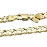 9K Gelbgold Vergoldet 925 Sterling Silber Halskette für Mann - Panzerkette - Dicke 5 mm - Länge 65 cm