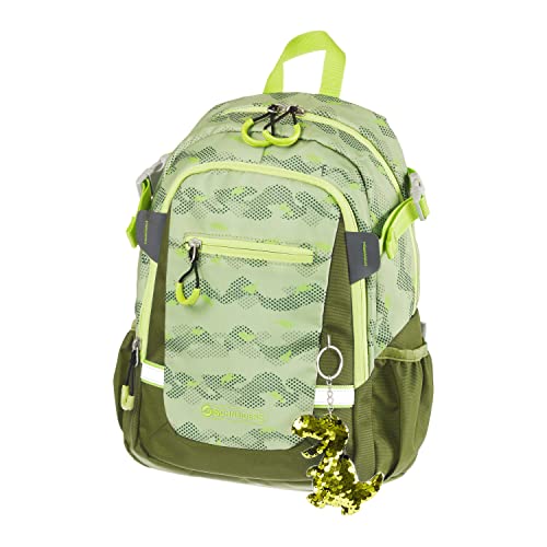 Schneiders 49466-065 Rhino Dino Kinderrucksack mit 3 Fächern, 2 Seitentaschen und Etikett, circa 25 x 35 x 12 cm, 11 Liter, gepolsterter Rücken, Schulter- und Brustgurt, grün, ca. 12 x 35 x 25 cm,