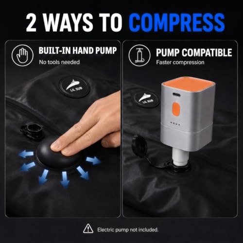 LIL SUB Travel Vacuum Compression Shoe Bags with Inflatable Shoe Trees, Space Saving Shoe Storage Bags, Built-In Hand Pump & Air Pump Compatible Shoe Organizer, Mixed Set: 1 Compression + 1 Regular by LIL SUB - Image 3