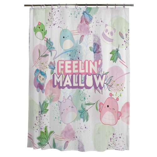Franco Squishmallows Kids Bath Microfiber Shower Curtain, 72x72, (Officially Licensed Product)