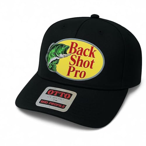 Back Shot Pro Fishing Baseball Cap, OTTO Classic Mid Profile, Black