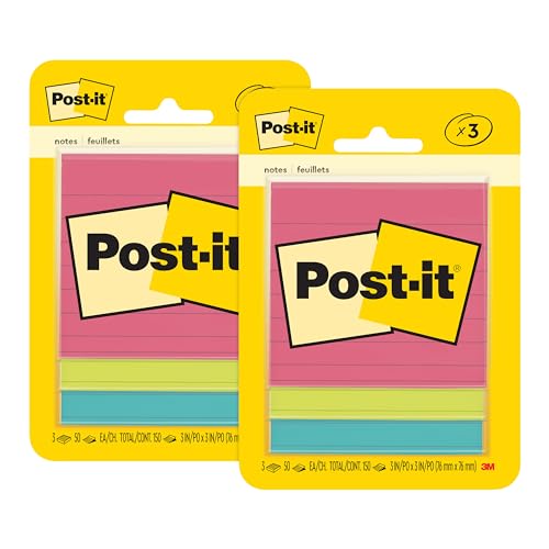 Image of Post-it Notes, 3x3 in., 3 Sticky Notes Pads, 50 Sheets per Pad, Poptimistic Collection, School Supplies and Office Products, The Original Post-it Note (Pack of 2)