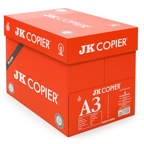 JK Copier A3 Paper Box of 5 Reams | 297mm x 420mm | Bright White Sheets for Office School & Home Use