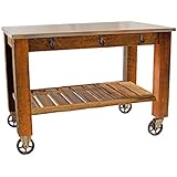 Redwood Rolling Cart Swivel Cast Iron Wheels with Brakes Outdoor Garden Work Bench (with Hardware)