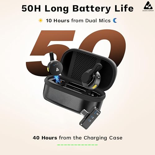 Image of Audio Array Magnetic Wireless Mic with Charging Pouch 2026 Edition 24Bit / 48Khz, iPhone /Android /iPad /Laptop, AI Noise Reduction, 50H Battery, 230ft Range for Recording, Vlogging | AM-W23