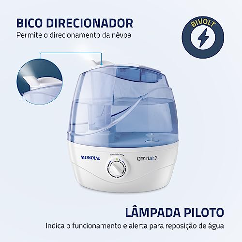 Umidificador de Ar Ultrassônico Comfort Air 2, Mondial, Branco/Azul, 30W, Bivolt - NUA-02