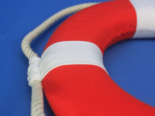 Hampton Nautical Vibrant Red Lifering With White Bands, 20" #TOP1