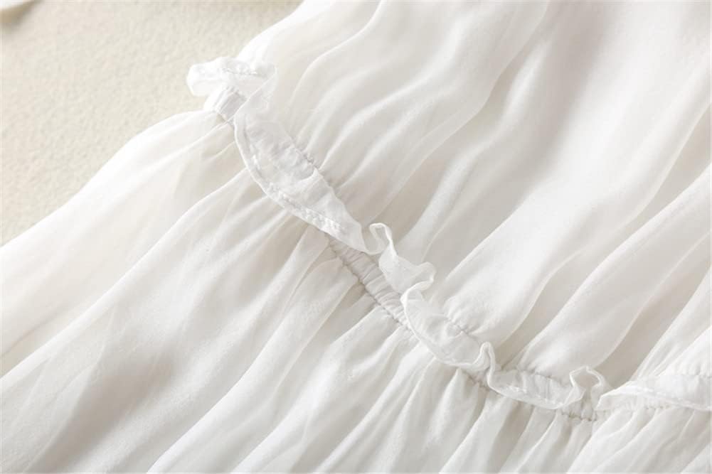 [Youllyuu] 100% 桑シルク夏ビーチ ドレス女性非対称半袖ミディ ドレス