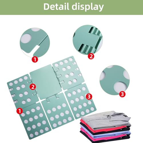 GYE T Shirt Folding Board T Shirt Clothes Folder Laundry Organizer Durable Tool Plastic Easy and Fast Folding Board for Kid Children and Adult to Fold Clothes (Green)