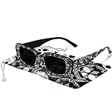Miwasion Rectangle Sunglasses for Women Cute Trendy Retro Fashion Sunglasses with UV Protection and Rectangle Frames Suitable for Woman,Men,and Girls(Balck-Skull)