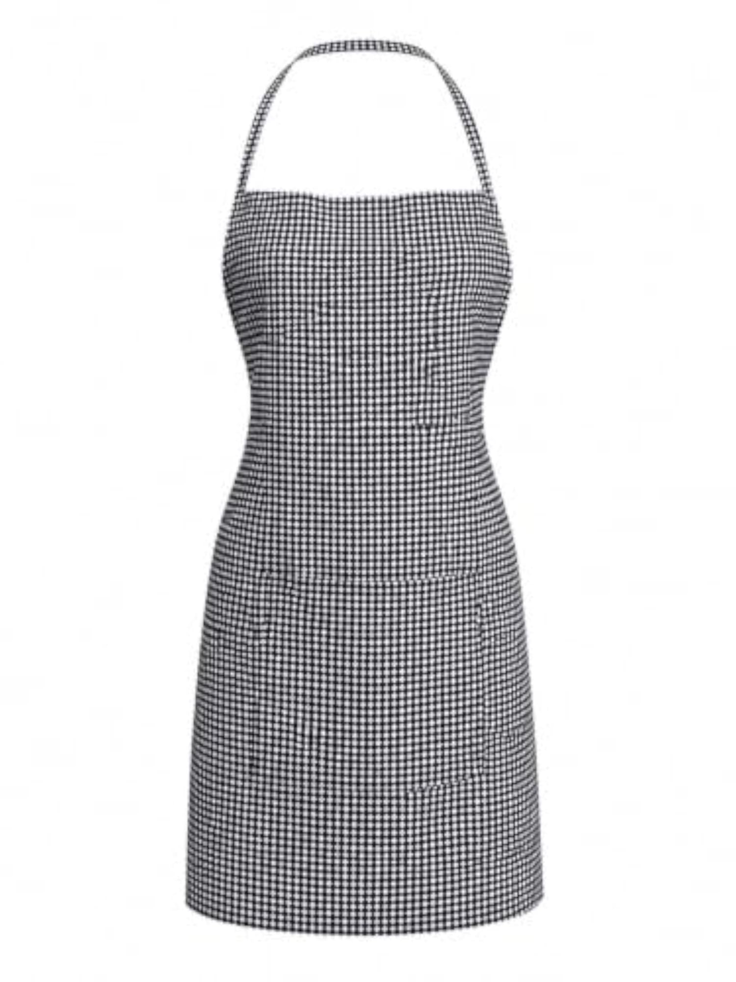 Black & White Checkered Kitchen Apron with Adjustable Ties