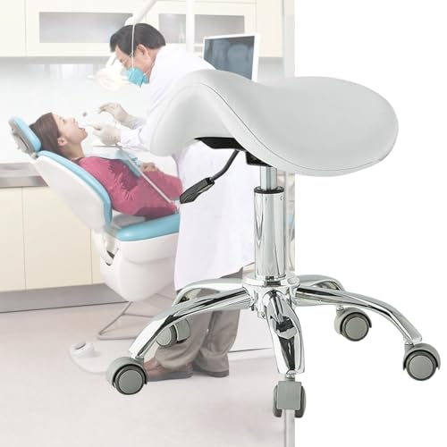 Tabouret roulant facile contre le mal de dos avec assise de selle réglable - 2