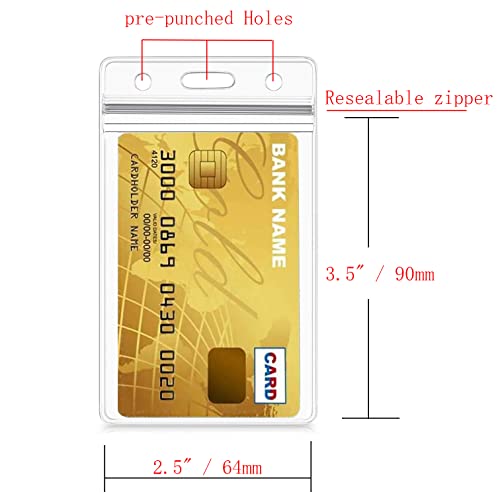 Vertical Id Card Name Tag Badge Holder With Waterproof Type Resealable Zip (Vertical Id, 6 Pcs) #TOP1