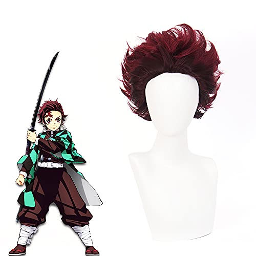 Kamado Tanjirou Cosplay wig for Demon Slayer Kimetsu no Yaiba Characters Play Cosplay Wigs with Free Wig Cap