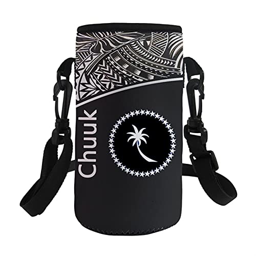 Waterfles Bag Chuuk Tribal Polynesian Print Outdoor Camping Wandelen Ketel Pouch Bag Zwarte Neopreen Beschermende Cover… - Afbeelding 3