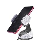 Amiss Universal Bling Cell Phone Holder, 360°Adjustable Car Phone Mount with One More Air Vent Base, Crystal Car Interior Decoration, for Windshield, Dashboard and Air Vent (White)