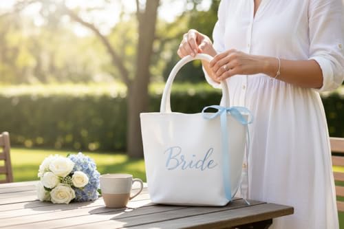 Bolso tote blanco para novia miniatura 3