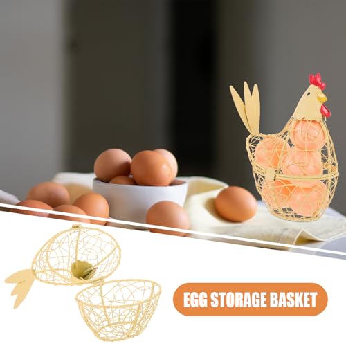 Cesta para huevos de hierro Beaupretty con acabado artesanal resistente para el hogar 8