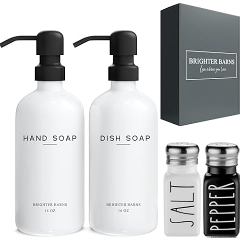Salt and Pepper Shakers and Modern Soap Dispenser Set Bundle by Brighter Barns Cover