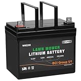 WEIZE 12.8V 12Ah Lithium Battery for Lawn Mower and Tractor, 480CCA BCI Group U1 LiFePO4 Batteries, Compatible with John Deere, Toro, Cub Cadet, and Craftsman