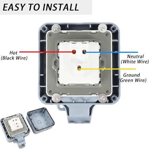 Image of MX Waterproof 3-Pin Indian Socket 16A 250V Outdoor Power Socket Box IP66 Single Weatherproof Electric Outlet - Garden, Patio, Balcony, Home, Hotel