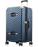 LUGGEX Trunk Luggage,KVT Expandable PC Hard Shell Large Checked 28 Inch Suitcase with Shock - Absorbing Wheels & TSA Lock(EX-Pro,Blue,28 inch,91L-105L)