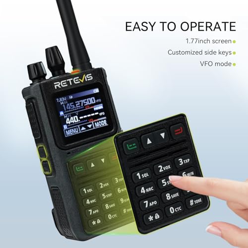 Retevis C1 Walkie Talkies, IP67 Waterproof Dual Band Ham Radio, Chip Noise Reduction, One-Touch Group Call, 1.77inch Color Screen, VOX, Long Range Amateur Radio Transceiver for Outdoors (Black, 1Pcs) - Image 5