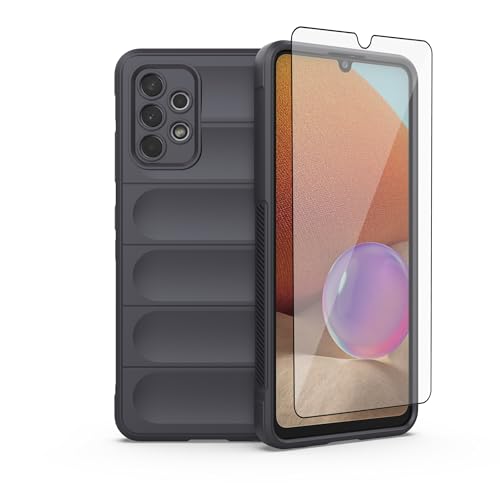 Coque Samsung A32 4G antichoc fine en silicone gris et vitre de protection