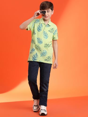 Image of Li'l Tomatoes Boys Cotton Pique Polo T-Shirt | Striped Half Sleeve Casual Summer Wear | Soft & Breathable | 9-16 Years