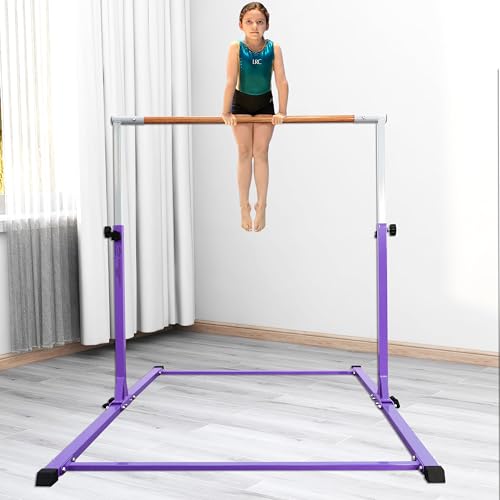 Image of Seliyoo Foldable Gymnastics Bar for Kids Teens Ages 3-18, 5FT /6FT Kip Training Bar -Sturdy Base for Home Training,Adjustable Height 35 inch to 59 inch for, 400 LBS Capacity,Anti-Slip Base & Easy Assembly