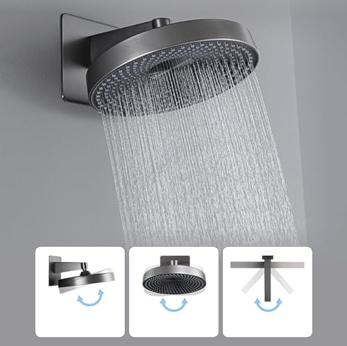 Mitigeur de douche encastré argent avec douchette 3 modes