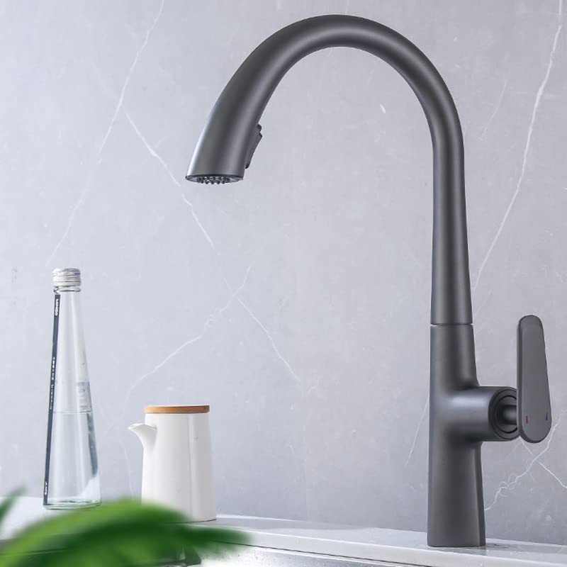 Mitigeur de cuisine noir mat avec douchette extractible pour évier commercial
