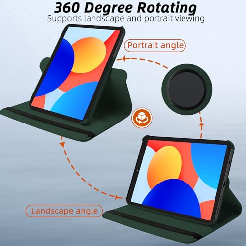 Image of TGK 360 Rotatable Smart Flip Case Cover for Redmi Pad SE 8.7 inch Tablet (Forest Green)