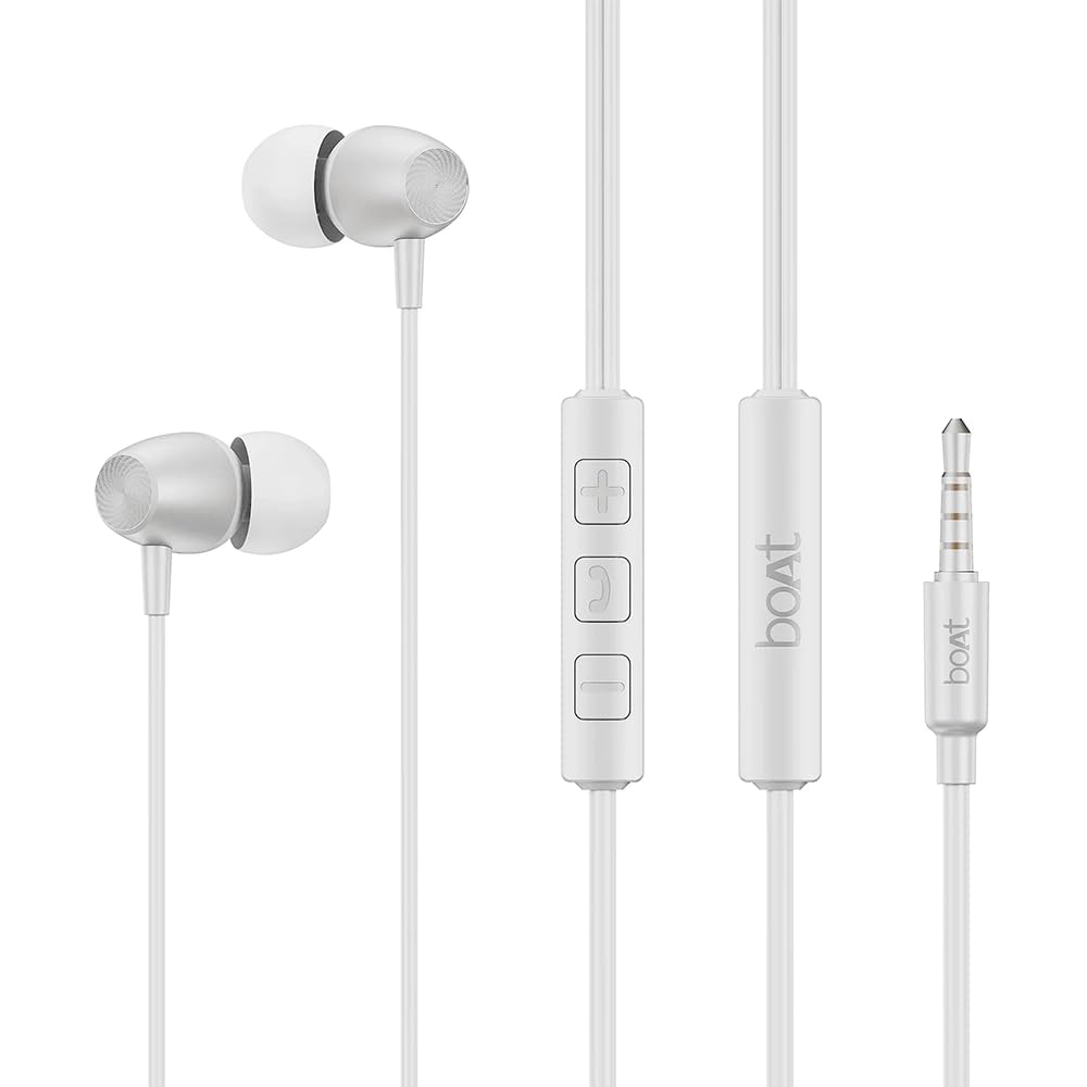 boAt Bassheads 55 Wired Earphones with 10mm Drivers, Metallic Buds, in-Line Mic & Lightweight Design (White)-image-37